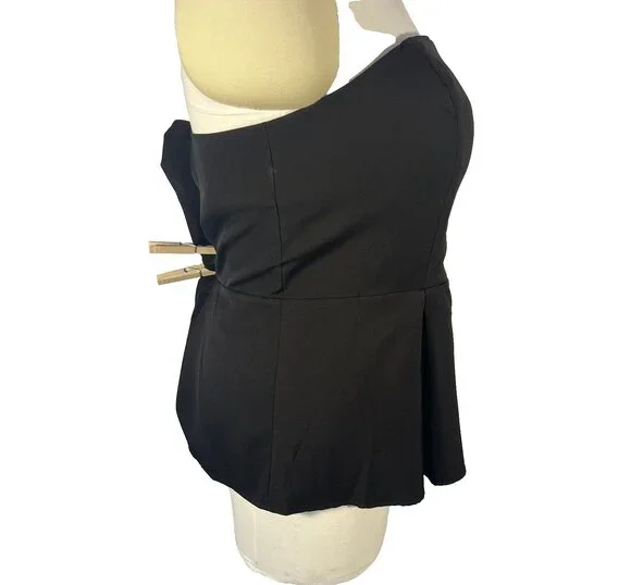 City Chic Black Strapless Peplum Top Womens Size 22W Zip Back Sweetheart - Picture 3 of 16